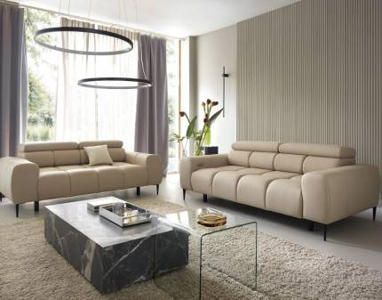 Set canapele 3+2 locuri PLAZA cu reglaj electric, tetiere reglabile, personalizabil - canapea 3 locuri 212x105cm, canapea 2 locuri 192x105cm