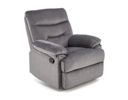 Fotoliu DRAGER cu recliner manual, catifea grey 77x90-160xH105cm 