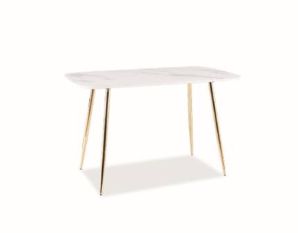 Masa CERES din MDF cu efect de marmura alba, metal auriu 140x80xH75cm