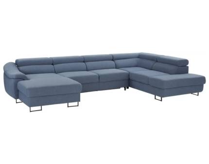 Coltar extensibil LAVOS U cu lada pentru depozitare, tetiere reglabile, personalizabil 223x346x172cm