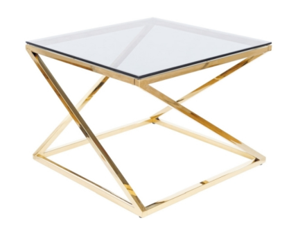Masuta LIAM din sticla securizata fumurie, metal auriu 60x60xH45cm