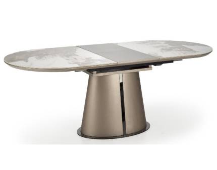 Masa extensibila ROBINSON din MDF si ceramica cu efect de marmura cappuccino, metal cappuccino 160-200x90xH76cm