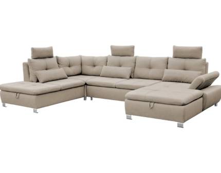 Coltar extensibil MADEIRA U cu lada pentru depozitare, personalizabil 350x235x184cm