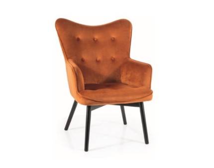 Fotoliu CARMEN VELVET catifea, picioare negre 72x52xH99cm