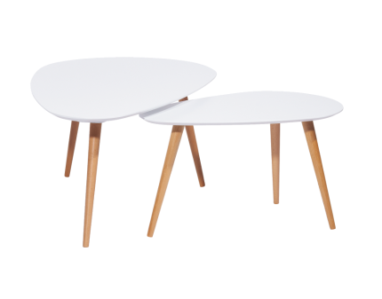 Set 2 masute NOLAN B WHITE din MDF alb si lemn de fag 116x66xH45cm / 75x43xH39cm