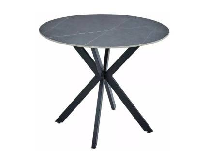 Masa TALIA GREY 90 din ceramica cu efect de marmura gri, metal negru 90xH75cm