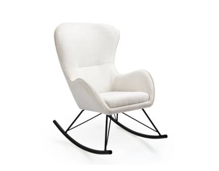 Fotoliu LIBERTO 3 cu functie de balansare, material textil-plusat alb, picioare negre 72x100xH106cm