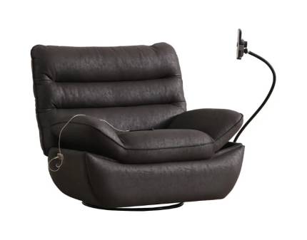 Fotoliu rotativ cu recliner electric EMMA TV cu functie de balansare, suport pentru telefon, adaptor USB 100x110cm