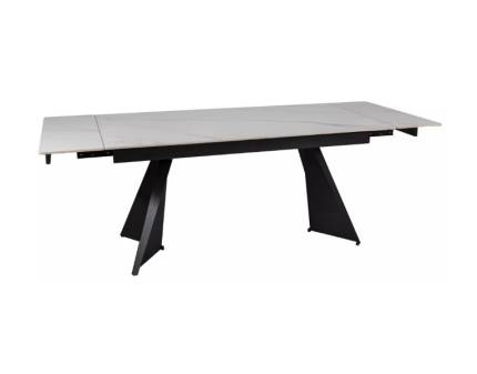 Masa extensibila LACONI din ceramica alba, metal negru 160-220x90xH77cm 