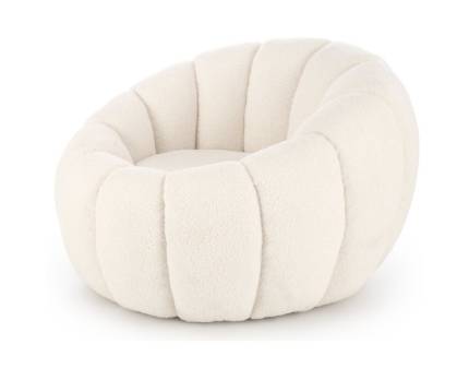 Fotoliu cozy cu design curbat GASPAR material textil crem 90x95xH60cm