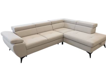 Coltar extensibil FLORIS cu lada pentru depozitare, tetiere reglabile, cotiera reglabila, personalizabil 256x200m