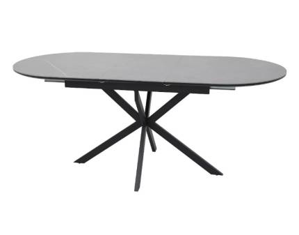 Masa extensibila GASTON CERAMIC GREY 140 din ceramica cu efect de marmura gri, metal negru 140-180x80xH75cm