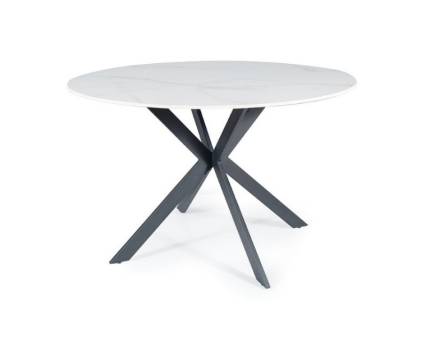 Masa TALIA WHITE din ceramica cu efect de marmura alba, metal negru 120xH76cm