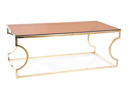 Masuta KENZO A din sticla securizata chihlimbar, metal auriu 120x60xH40cm