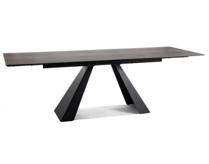 Masa extensibila SALVADORE CERAMIC WOOD din ceramica in nuanta lemnului, metal negru 180-260x90xH77cm