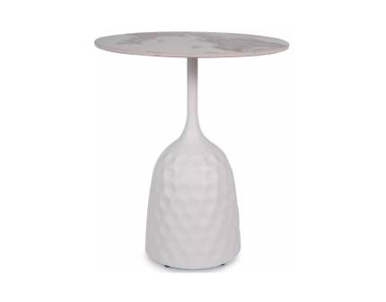 Masuta SALO A din ceramica cu efect de marmura alb lucios, metal alb mat 50xH60cm