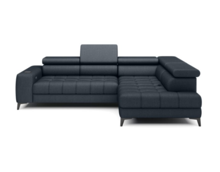 Coltar cu reglaj electric BAGGIO cu lada pentru depozitare, tetiere reglabile, incarcator wireless pentru telefon, personalizabil 280x196cm