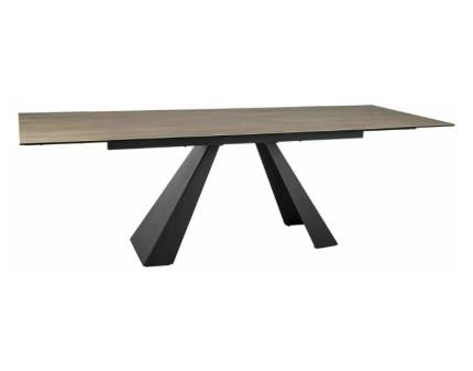 Masa extensibila SALVADORE CERAMIC SABBIA din ceramica in nuanta lemnului deschis, metal negru 160-240x90xH77cm