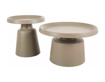 Set 2 masute RODOS BEIGE din metal beige mat 50xH40cm / 70xH50cm