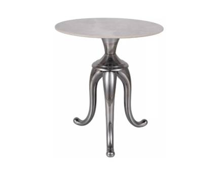 Masuta SNAKE CHROM din ceramica cu efect de marmura alb lucios, metal crom 48xH55cm