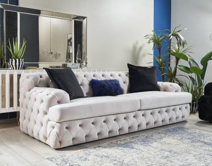 Canapea 3 locuri-fixa DIAMOND catifea gri 238x94cm