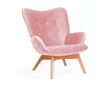 Fotoliu CHERUB catifea roz, picioare fag 77x83xH94cm