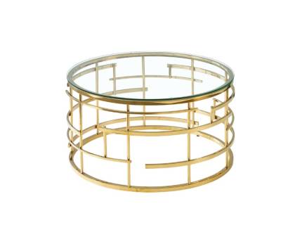 Masuta LIVIA GOLD din sticla transparenta securizata, metal auriu 80xH45cm