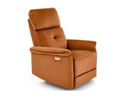 Fotoliu SEMIR cu recliner electric, port USB, confortabil, catifea cinnamon 80x90xH108cm 