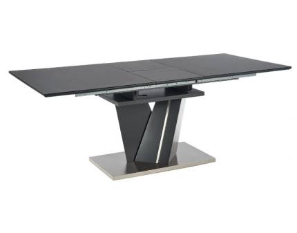 Masa extensibila SALVADOR din MDF si sticla gri inchis, metal gri inchis 160-200x90xH77cm