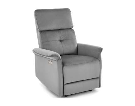 Fotoliu SEMIR cu recliner electric, port USB, confortabil, catifea grey 80x90xH108cm
