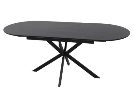 Masa extensibila GASTON CERAMIC BLACK 140 din ceramica cu efect de marmura neagra, metal negru 140-180x80xH75cm