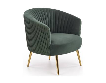 Fotoliu CROWN catifea verde, picioare aurii 78x72xH80cm