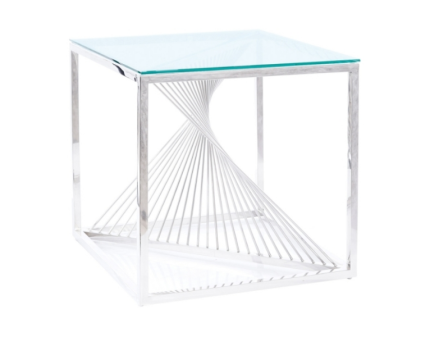 Masuta FLAME B din sticla, metal crom 55x55xH55cm