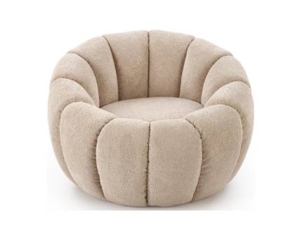 Fotoliu cozy cu design curbat GASPAR 2 material textil bej 90x95xH60cm