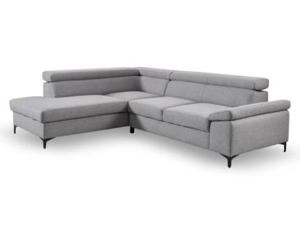 Coltar extensibil LONIGO cu lada pentru depozitare, tetiere reglabile, personalizabil 247x196cm