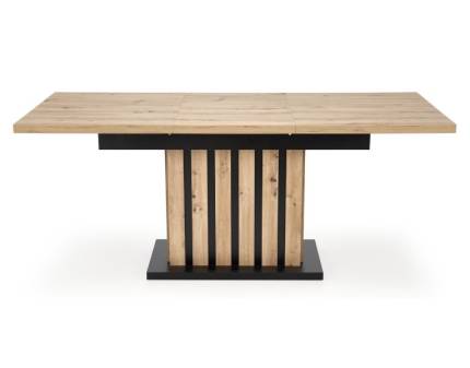 Masa extensibila LAMELLO din PAL nuanta lemnului, PAL negru si lemn 160-210x80xH76cm