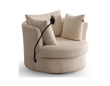 Fotoliu rotativ ROUND, suport pentru telefon, adaptor USB 