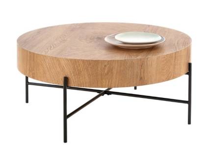 Masuta BROOKLYN din MDF furniruit nuanta stejar natural, metal negru 80xH37cm