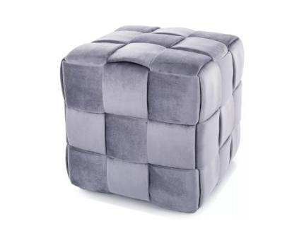 Taburet CASEL VELVET cu design impletit, catifea gri 42x42xH42cm